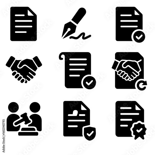 Agreement file deal terms enforcement dispute set icon vector contract renewal