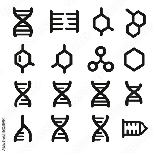 Vector dna set base ring icon adenine nucleotides thymine cytosine guanine sugar