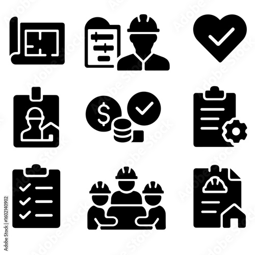Permit resource badge quality work icon plan icons management approval vector construction