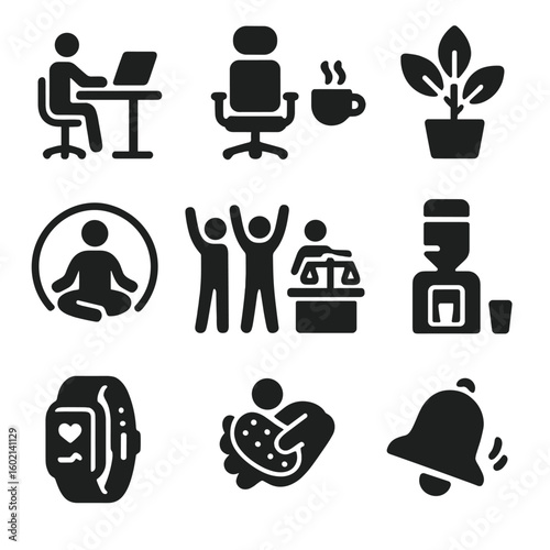 Wallpaper Mural Workplace icon wellness uniform desk vector icons stretch ball zone ergonomic break Torontodigital.ca