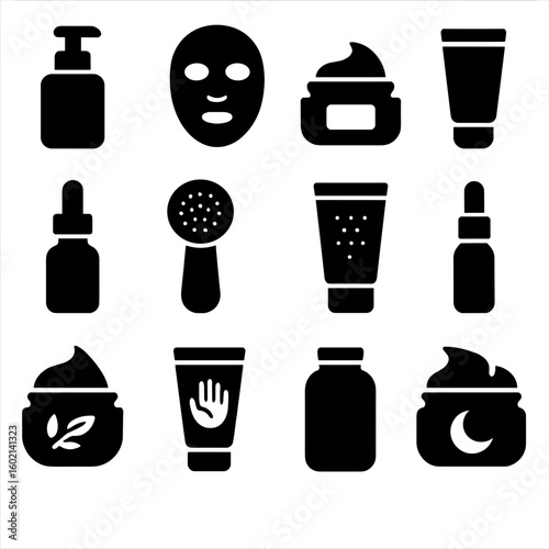 Lotion vector mask cream serum facial skincare moisturizer cleansing body collection icon