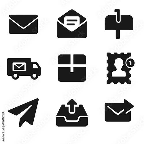 Mail cyrillic characters envelope icon parcel vector equally grid tray no icons