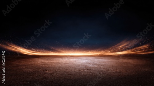 Ethereal glow emerges from dark horizon, creating mesmerizing li