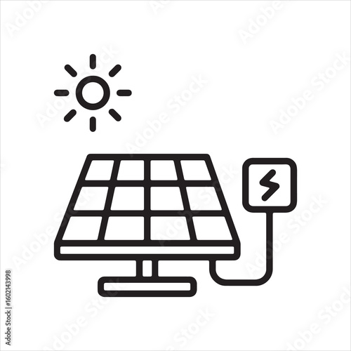 Solar panel set generating electricity under the bright sun