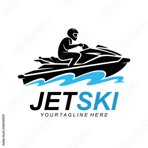 Jet ski Racing logo design vector illustration idea