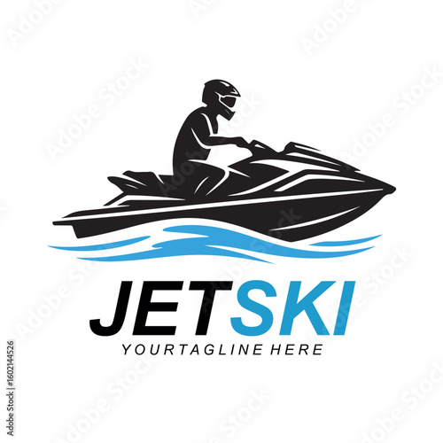 Jet ski Racing logo design vector illustration idea