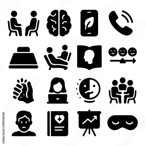 Health hotline icons mask app mental vector icon mat emotional tracker ball