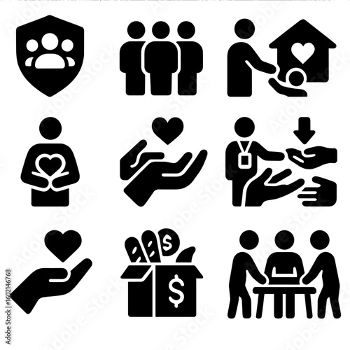 Distribution program service donation community local icons drive icon outreach vector project