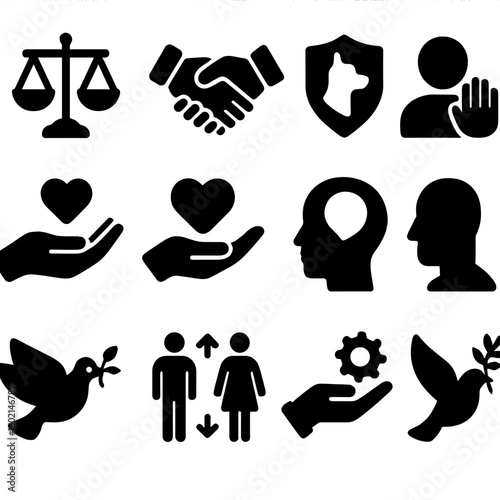 Icons vector icon peace compassion fairness respect trust justice freedom responsibility ethical