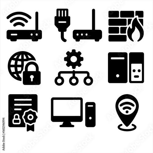 Icon address router certificate proxy modem ip icons setup hotspot network vector