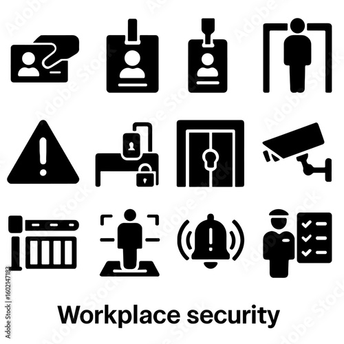Lock scan workplace gate secure icon pass icons security visitor access vector