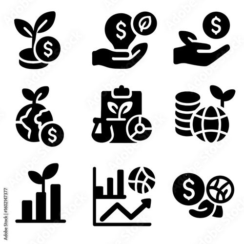 Vector icon numbers profit eco impact sustainable gain icons only transparent no