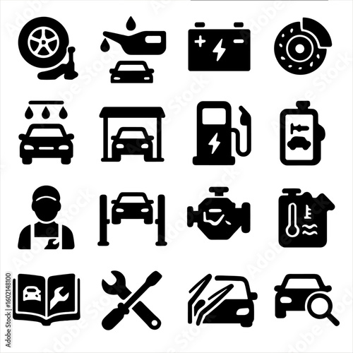 Tools station inspection oil maintenance brake icons icon vehicle vector mechanic platform