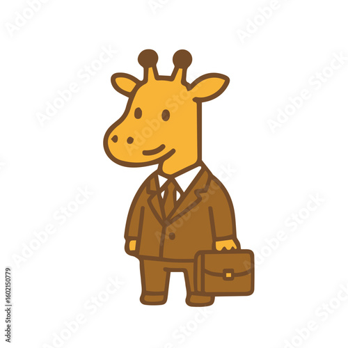 Giraffe in Business Suit with Briefcase