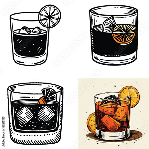 Vintage Fashion and Cocktail Illustrations — Menswear Outfits with Classic Whiskey