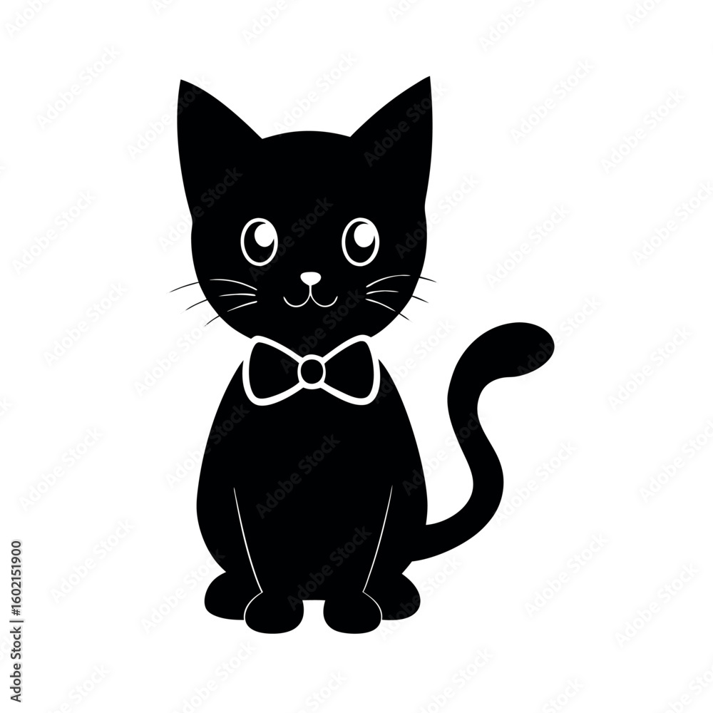 Obraz premium Cute Kitten Silhouette with Bowtie 