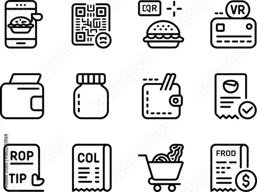 Set of icons for online shopping and payment methods