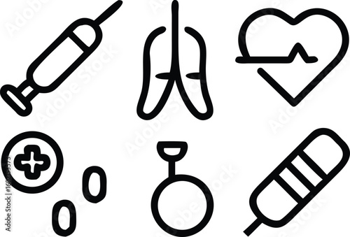 Modern medical icons symbolizing healthcare services and vital organ health