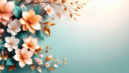 Floral arrangement celebration botanical garden digital art serene atmosphere close-up view nature's beauty and serenity