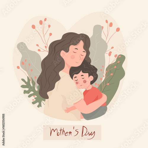Mother hugs her baby with love. Mother's Day concept.