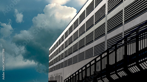 Fotografi Ventilation facade on cloudy day