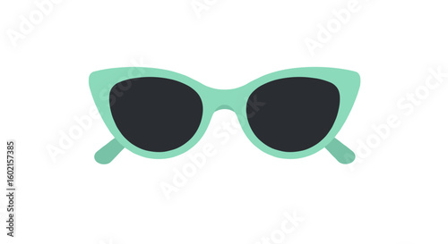 Retro cat eye sunglasses in mint green with black lenses on white back
