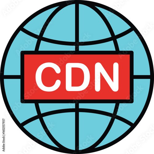 CDN (Content Delivery Network) lineal color icon