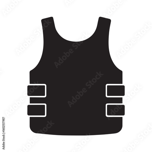 Black vest with side pouches and rounded neckline protective garment