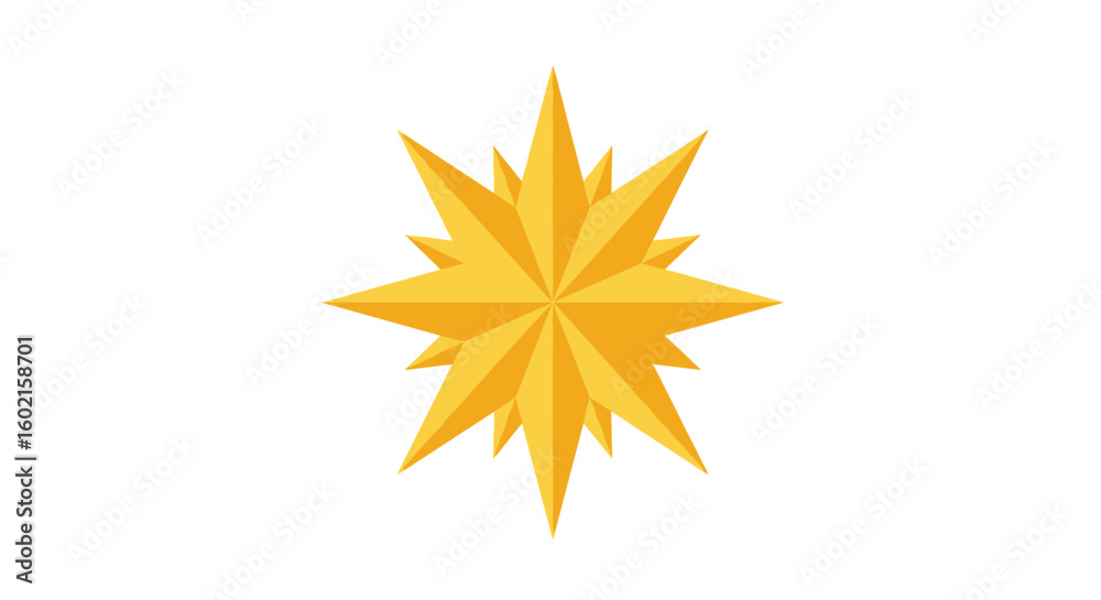 Golden geometric starburst on white background Golden geometric starburst on white background