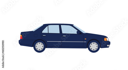 Classic sedan side view in minimalist flat design
