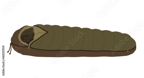 Cozy outdoor camping gear: green sleeping bag design for adventure ent