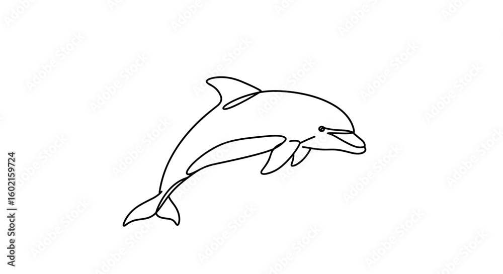 Naklejka premium Simple dolphin outline illustration on white background