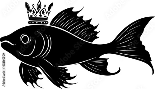 illustration of fish with crown animal