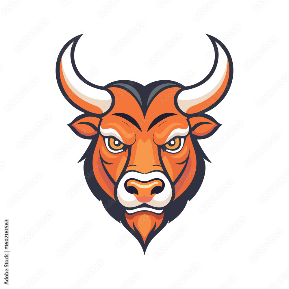 Modern flat mascot logo showing a bull head Modern flat mascot logo showing a bull head