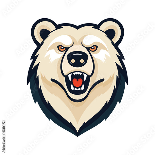 Stylish flat mascot logo with an angry bear design