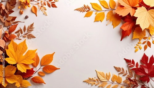 Autumn leaves arrangement nature background seasonal decor vibrant colors flat lay artistic composition for fall inspiration