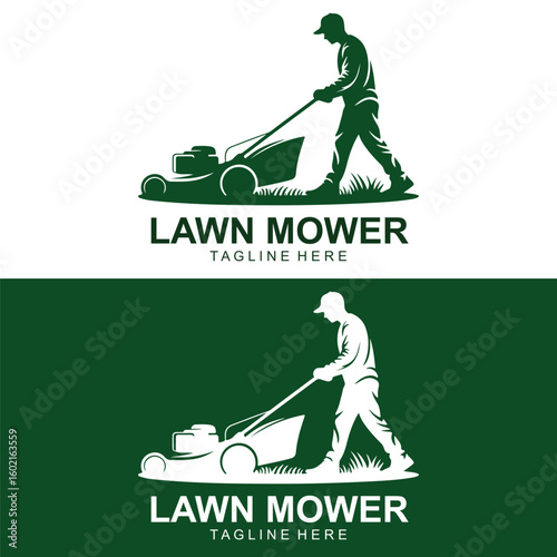 Lawn Mower Logo Design – Professional Grass Cutting Service Icon Vector
