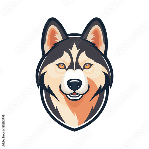 Premium flat mascot logo of a loyal Siberian dog