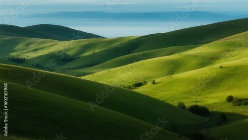 landscape with green hills