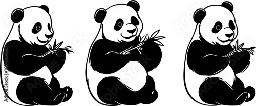nice illustration of panda eating bamboo