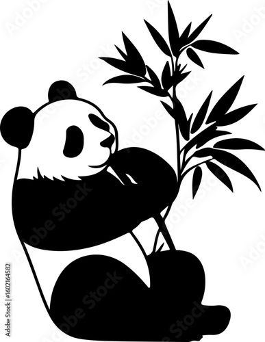 nice illustration of panda eating bamboo