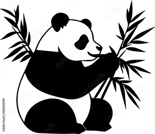 nice illustration of panda eating bamboo