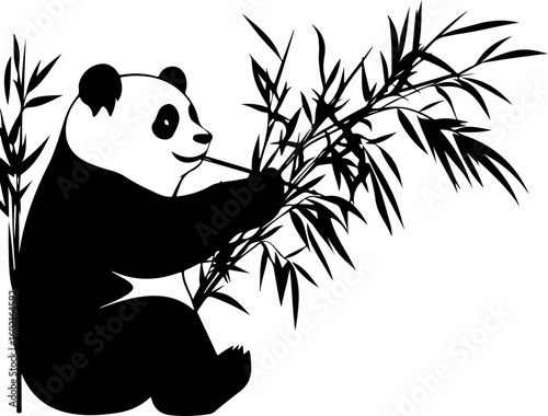 nice illustration of panda eating bamboo