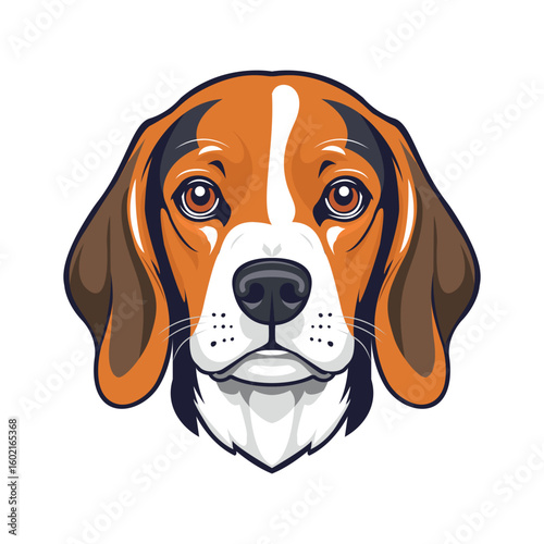 Handy flat mascot logo of a friendly beagle dog