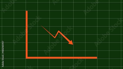 Economic Downturn Visualized An Orange Line Graph Depicting Negative Growth Trends Against a Dark Green Grid Backdrop Investment Concerns