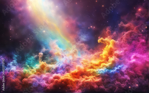 cloud light of god eye abstract colorful of galaxy nebular with stars and smoke on the space in universe background