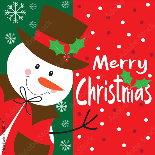 cute snowman for christmas card, gift bag or box design
