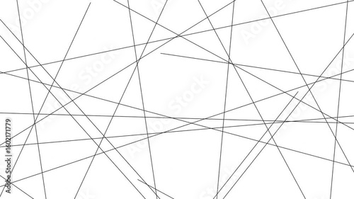 random black lines with a white background moving slowly and randomly to form an abstract shape. white abstract background with randomly moving black lines