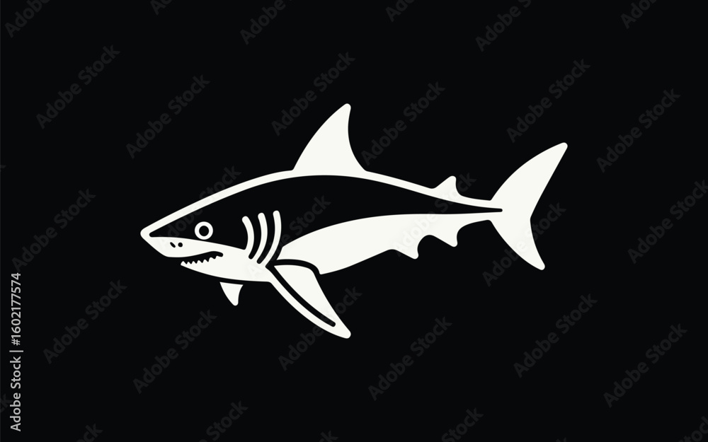 Fototapeta premium Shark Silhouette Logo Vector Bold Marine Icon Design