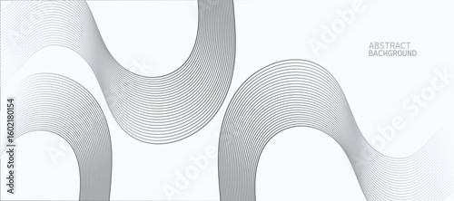Monochrome Wavy Line Abstract Background with Smooth Curves and Minimal Design
